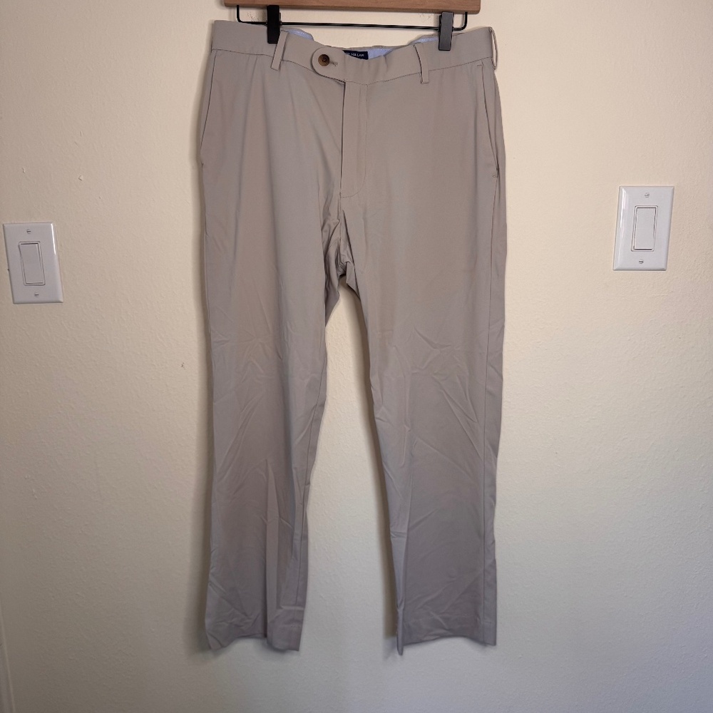 Peter Millar Crown Crafted Performance Dress Pants Men's Size 33 Khaki Stretch